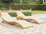 Sun Lounger Set of 2 Cream Solid acacia wood Adult Size 3155475