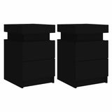 Bedside Cabinets with LED Lights 2 pcs Black 35x39x55 cm 836752