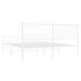 Metal Bed Frame without Mattress with Footboard White 193x203cm 350955