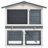 170837 Outdoor Rabbit Hutch 3 Doors Grey Wood