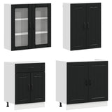 Kitchen Unit LUCCA 8 pcs Black Engineered Wood 3438468