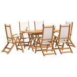 7 Piece Garden Dining Set Solid Wood Acacia and Textilene 3279284