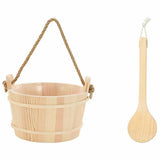 Sauna Bucket 2 pcs Brown Solid Pine Wood and Hemp 42023675