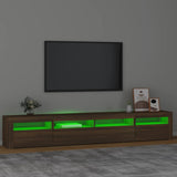 TV Cabinet with LED Lights Brown Oak 240x35x40 cm 3152729