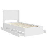 Bed Frame with Storage and Headboard White 100 x 200 cm 3413971