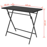 7 Piece Folding Outdoor Dining Set Steel Poly Rattan Black 42878