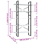 5-Tier Book Cabinet White 100x30x175 cm Engineered Wood 3081998