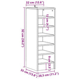 808999 Shoe Cabinet White 31,5x35x90 cm Engineered Wood