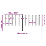 Garden Fence with Spear Top Steel 359x100 cm Black 277612