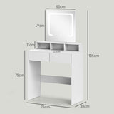 Storage Dressing Table, with LED Light Mirror - White T3398P343016