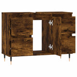 Bathroom Cabinet Smoked Oak 80x33x60 cm Engineered Wood 831649