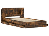 Bed Frame with Storage Smoked Oak 90 x 190 cm Engineered Wood 3434007