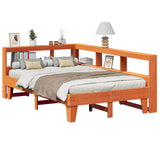 Bookcase Bed without Mattress Wax Brown 135x190cm Double Solid Wood Pine 3324555