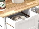 Rolling Kitchen Island Cart, Bar Serving Cart, Compact Trolley on Wheels with Wood Top, Shelves & T3398P328091