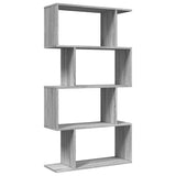 ZNTS Room Divider Bookcase 4-Tier Grey Sonoma 70x24x129 cm Engineered Wood 858107