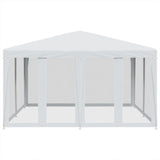 Party Tent with 8 Mesh Sidewalls White 4x4 m HDPE 4010061