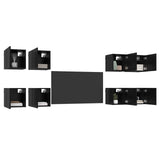 Wall Mounted TV Cabinet 8 pcs Black Oak 30.5 x 30 x 30 cm 3438615