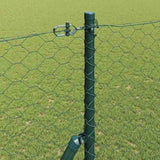 Fence with Posts Green 1.5 x 50 m PVC-coated steel 3352723