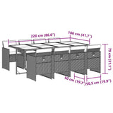 9 Piece Garden Dining Set with Cushions Light Grey Poly Rattan 3210563