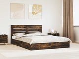 Storage Bed with Drawer Smoked Oak 140 x 200 cm Engineered Wood 3411896
