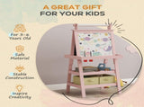 3 in 1 Kids Easel Double-Sided Magnetic Whiteboard and Chalkboard with Paper Roll, Storage Baskets T3398P378908