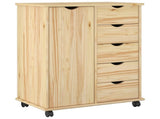 Rolling Cabinet Brown 63.5 x 39 x 79 cm Solid Pine Wood 42032393