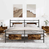 Metal Bed Frame without Mattress Smoked Oak 160x200 cm 3325092