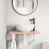Basin Shelf Wall Mounted Steel and Solid Wood Oak 3302606