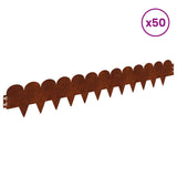 Lawn Edging 50 pcs 103 x 15 cm Steel Rusty 8008671