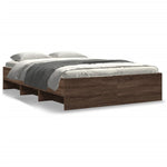 Bed Frame without Mattress Brown Oak 140x190 cm Engineered Wood 3295687