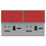 Tool Cabinet Set with Shelf 6 pcs Red Powder-Coated Steel 3321403