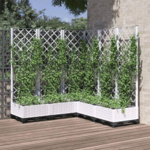 Garden Planter with Trellis White 120x120x121.5 cm PP 153287