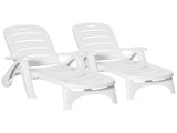 Outdoor Folding Sun Lounger Recliner on Wheels w/ 5-Position Backrest, White T3398P319912