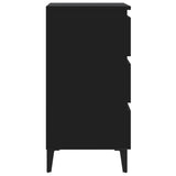 805907 Bed Cabinet with Metal Legs Black 40x35x69 cm