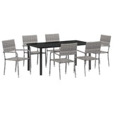 Garden Dining Set with Cushion 7 pcs Grey Poly Rattan 3380047