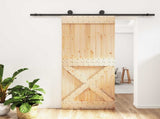 Sliding Door Natural and Black 90 x 210 cm Solid Pine Wood 3445001