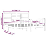 Bed Frame without Mattress Grey 200x200 cm Solid Wood Pine 3107635