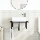 Basin Shelf Wall Mounted Steel and Solid Wood Oak 3302617