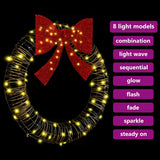Wreath with 80 LEDs Warm white 90 x 90 x 9 cm Rattan 42019140
