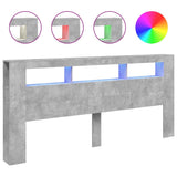 LED Headboard Concrete Grey 220x18.5x103.5 cm Engineered Wood 837375