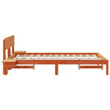 Bed Frame with Headboard Wax Brown 140 x 190 cm Solid Pine Wood 873453