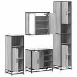 ZNTS 4 Piece Bathroom Furniture Set Grey Sonoma Engineered Wood 3301208