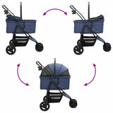 Folding Pet Stroller Adjustable Blue 78 x 54 x 101 cm Polyester 42012439