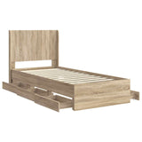 Bed Frame with Storage and Headboard Sonoma Oak 75 x 190 cm 3413991