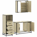 ZNTS 3 Piece Bathroom Furniture Set Sonoma Oak Engineered Wood 3301011