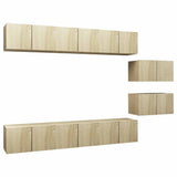 8 Piece Wall-mounted TV Cabinet Set Sonoma Oak Engineered Wood 3079042