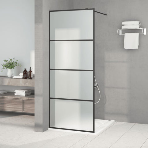 Walk-in Shower Wall Black 80x195 cm Frosted ESG Glass 152130
