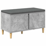 Hall Bench with Cushion with Door Concrete Grey 80 x 38 x 46 cm 891531