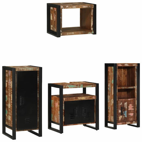 Bathroom Furniture Set 4 pcs Multicolour Solid Reclaimed Wood 3305669