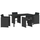 Garden Dining Set 5 pcs Black Poly Rattan 3380691